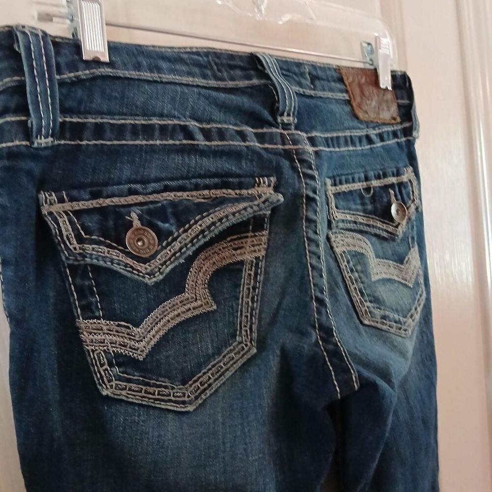 Big Star Casey K Slim Boot low rise blue jeans embroidered pockets 27x33 Y2K - Picture 7 of 7